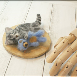 羊毛フェルト　猫　小さなアメリカンショートヘアちゃん　猫フィギュア　アメショー 1枚目の画像