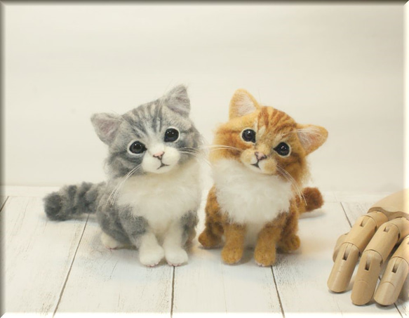 羊毛フェルト 猫 茶トラ フレーム猫 羊毛フェルト にじいろ 羊毛