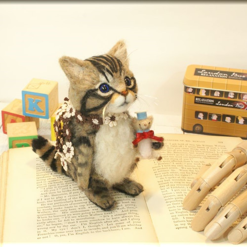羊毛フェルト 猫 キジトラ猫ちゃん キジ猫 ねこ ネコ 羊毛