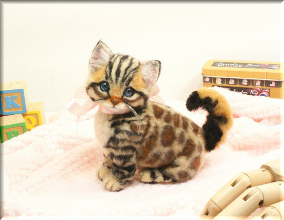 羊毛フェルト 猫 ベンガルさん ねこ ネコ 猫フィギュア 羊毛フェルト