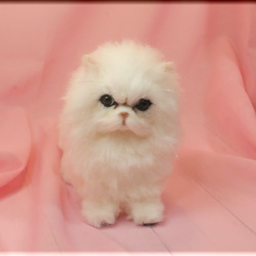 羊毛フェルト 猫 チンチラシルバー ペルシャ猫 ねこ ネコ 猫フィギュア