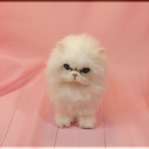 羊毛フェルト 猫 チンチラシルバー ペルシャ猫 ねこ ネコ 猫フィギュア