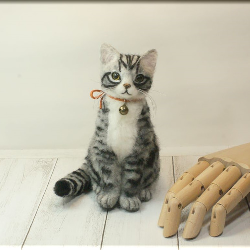 羊毛フェルト 猫 アメリカンショートヘア ねこ ネコ アメショ 猫