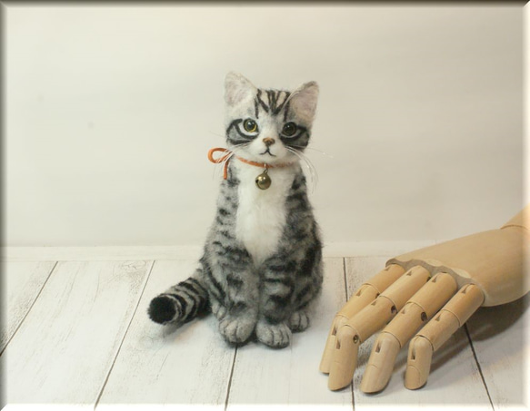 羊毛フェルト 猫 アメリカンショートヘア アメショ 猫フィギュア 羊毛フェルト 猫 アメリカンショートヘア アメショ 猫フィギュア