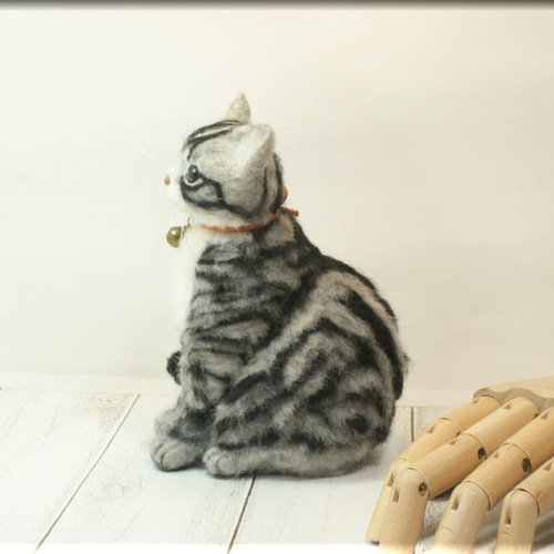 羊毛フェルト 猫 アメリカンショートヘア アメショ 猫フィギュア 羊毛フェルト 猫 アメリカンショートヘア アメショ 猫フィギュア