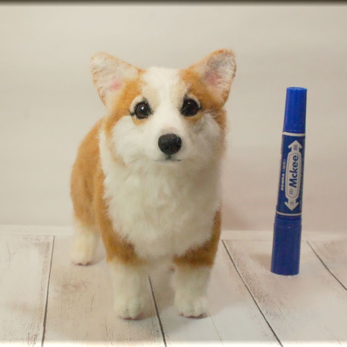 羊毛フェルト 犬 コーギー ウェルシュ・コーギー 犬フィギュア