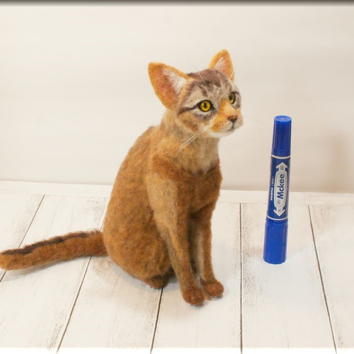 羊毛フェルト 猫 おっとりだけど遊び心満点のアビシニアンの子猫