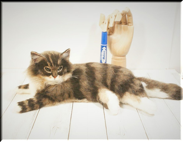 羊毛フェルト　猫　サイベリアン　ねこ　ネコ　猫フィギュア 1枚目の画像