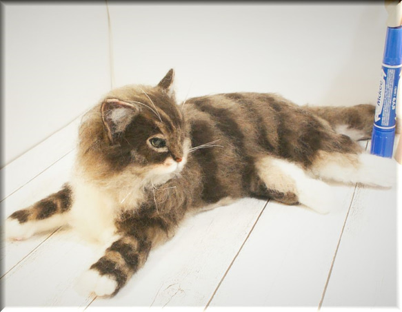 羊毛フェルト　猫　サイベリアン　ねこ　ネコ　猫フィギュア 5枚目の画像