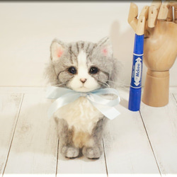 羊毛フェルト　猫　スコティッシュフォールドちゃん　猫フィギュア 2枚目の画像