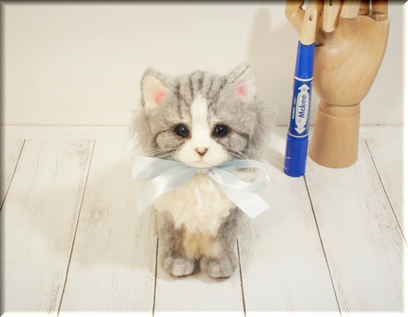 羊毛フェルト　猫　スコティッシュフォールドちゃん　猫フィギュア 6枚目の画像