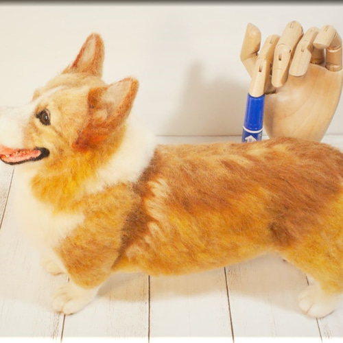 羊毛フェルト 犬 コーギー ウェルシュ・コーギー 犬フィギュア