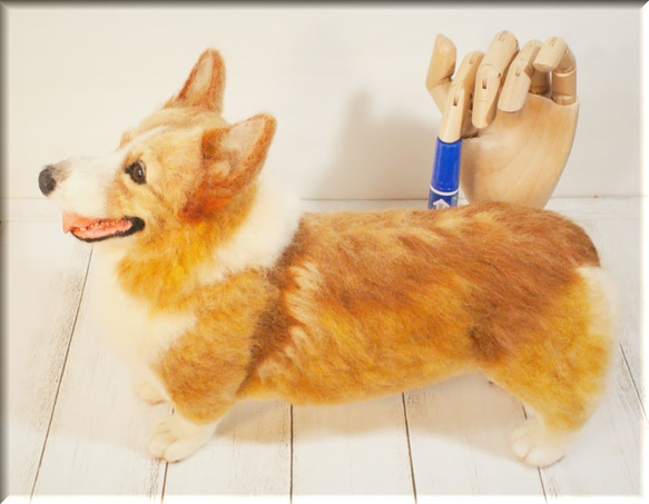 羊毛フェルト　犬　コーギー　ウェルシュ・コーギー　犬フィギュア 5枚目の画像