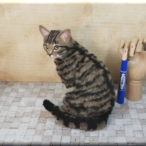 羊毛フェルト 猫 キジトラさん キジ猫 ねこ ネコ 羊毛フェルト