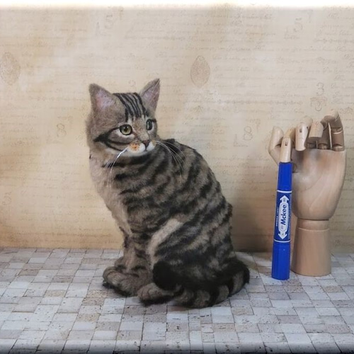 羊毛フェルト ミニねこ キジトラ (羊毛フェルト)｜売買された