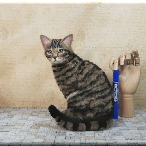 羊毛フェルト　キジトラ(子猫) 羊毛フェルト キジトラ キジ猫 ミックス猫 ♪ - メルカリ