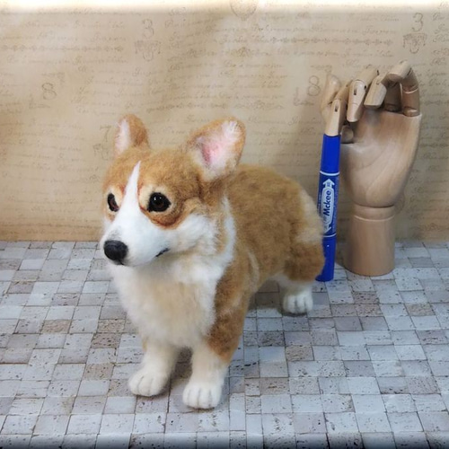 羊毛フェルト 犬 コーギーちゃん ウェルシュ・コーギー 犬フィギュア