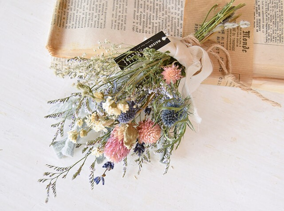 小花のドライフラワー(ピンク) ミニスワッグ（再販） ドライ