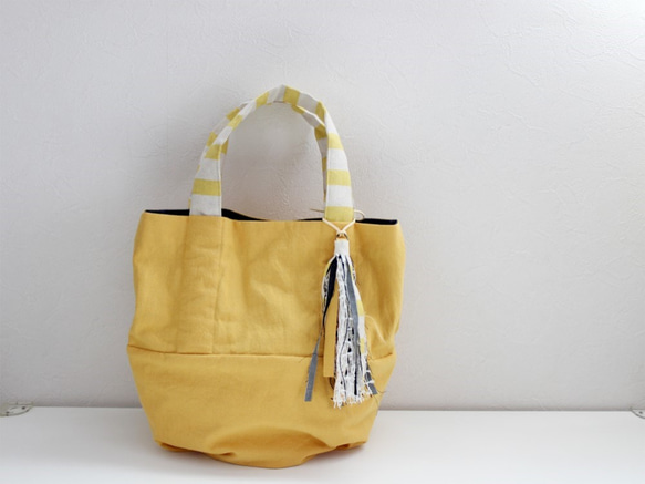 受注制作》高さが変わる、くしゃバッグ＊ginkgo ショルダー