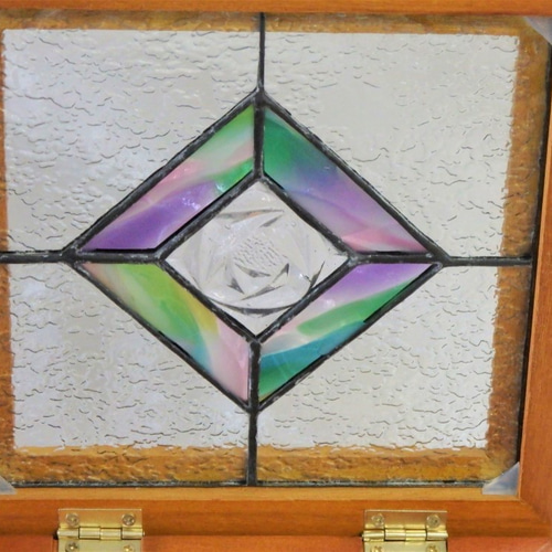 ケーキケース　ステンドグラスオブジェ ステンドグラスオブジェ＊木漏れ日がキラキラのこびと村