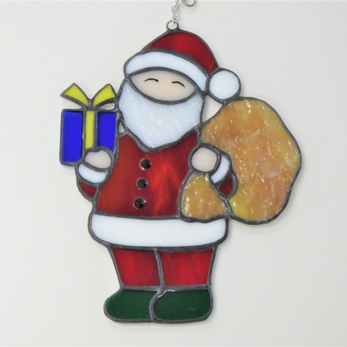 ステンドグラスのサンタクロースのオーナメント その他インテリア雑貨