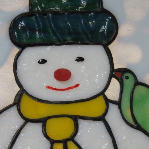 ステンドグラスのスノーマンのパネル　　　ハンドメイド ステンドグラスのスノーマンのパネルハンドメイド