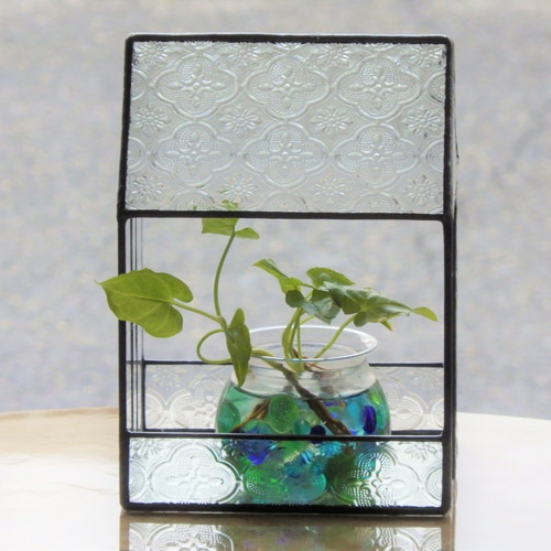 ステンドグラスのテラリウム(観葉植物、ドールハウスにも