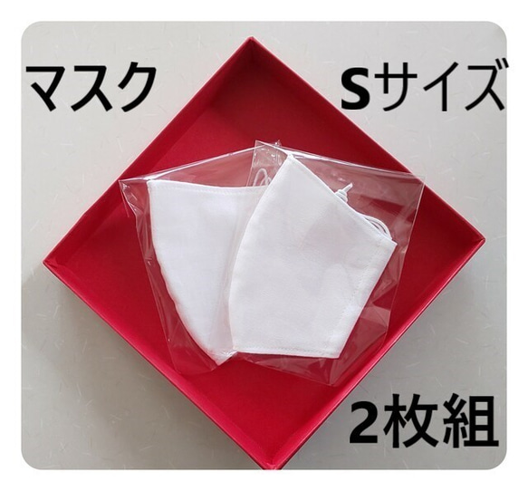 【薄型 白 立体マスク２枚組 Sｻｲｽﾞ子供用】 肌に優しいマスク さらし 洗える 1枚目の画像