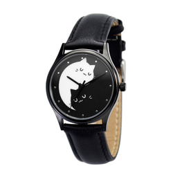陰陽猫時計（（kawaii））ユニセックスデザイン送料無料 1枚目の画像