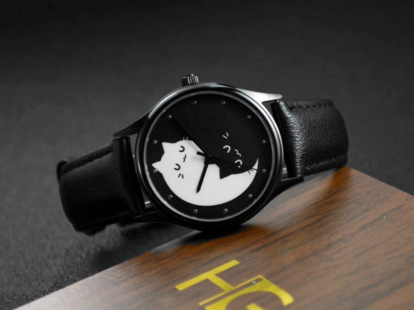 陰陽猫時計（（kawaii））ユニセックスデザイン送料無料 3枚目の画像