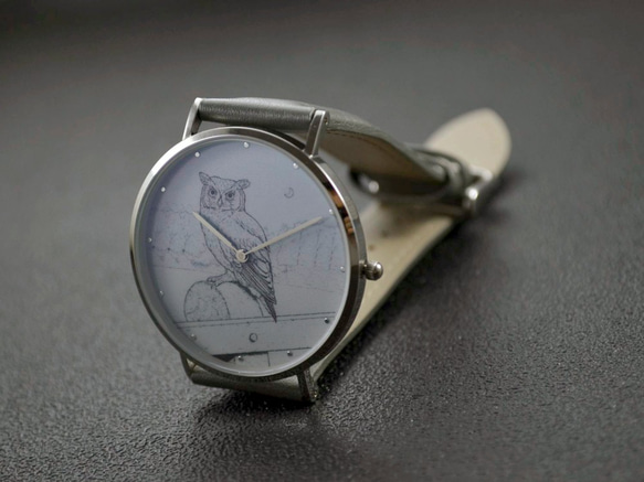 nameless 優雅貓頭鷹 手錶 灰色帶 薄裝設計 全球免運 第4張的照片