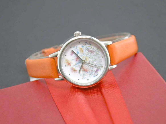 淑女 花花手錶 橙色錶帶 nameless 女裝手錶 全球免運 第4張的照片
