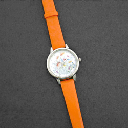 淑女 花花手錶 橙色錶帶 nameless 女裝手錶 全球免運 第6張的照片