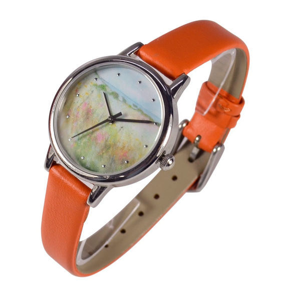 nameless 風景畫手錶 橙色錶帶 女裝手錶 全球免運 第3張的照片