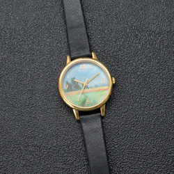 nameless 風景畫 金色手錶 黑色錶帶 女裝手錶 全球免運 送料無料 第6張的照片