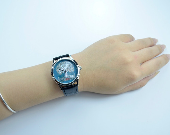 聖誕禮物 - 生命樹手錶 (藍背景)  - 男女兼用 - 全球免運 第3張的照片