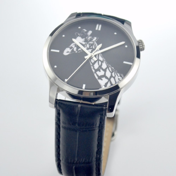 （黒と白）キリンの腕時計 - ビッグパック - 世界中で送料無料 3枚目の画像