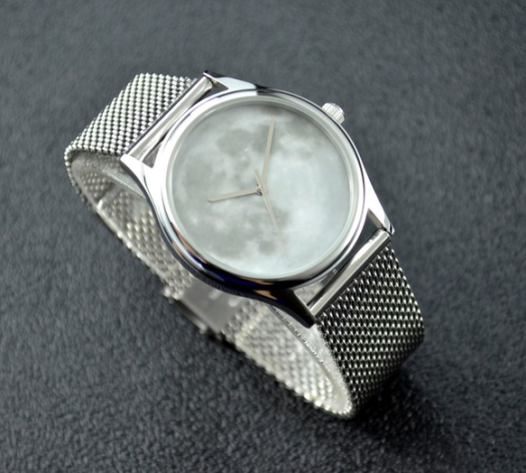 月球手錶 (白色) 配織網鋼帶 I 中性 I 全球免運 第3張的照片