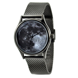 月球手錶 (黑色) 配織網鋼帶 I 中性 I 全球免運 第1張的照片