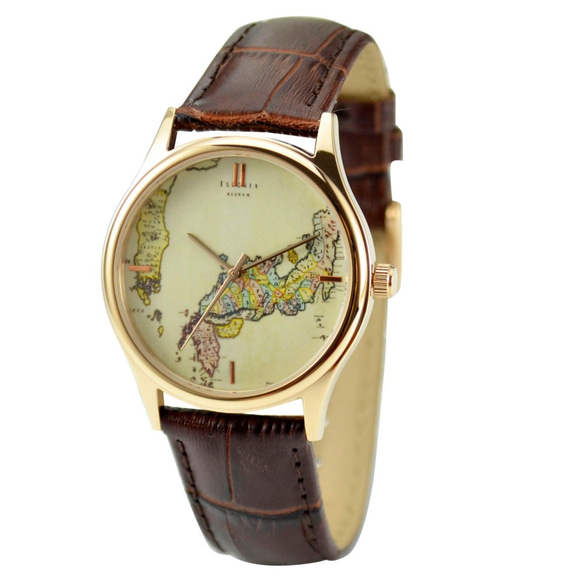 古日本地圖手錶 - 男女兼用 - 全球免運 第1張的照片