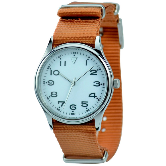ナイロンストラップ付きカジュアル腕時計（小麦粉とオレンジ）私男性女性表I表は私が世界的に無料同梱 1枚目の画像