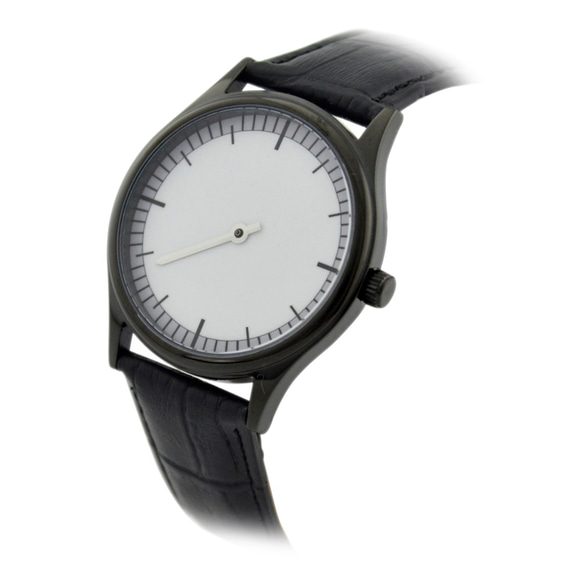グローバル無料送迎 - スローリビング（遅い時間）は黒のシェルグレー直面時計 2枚目の画像