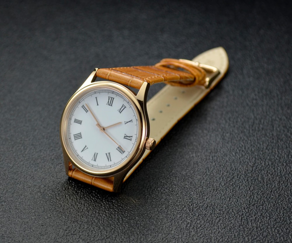逆時針手錶 羅馬字 玫瑰金殼 - 全球免運 第6張的照片
