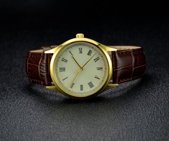 逆時針手錶 羅馬字 金殼 復古 - 全球免運 第4張的照片