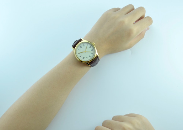 逆時針手錶 羅馬字 金殼 復古 - 全球免運 第6張的照片