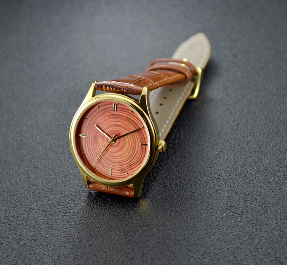 年輪手錶 金色 中性設計 全球免運 第3張的照片