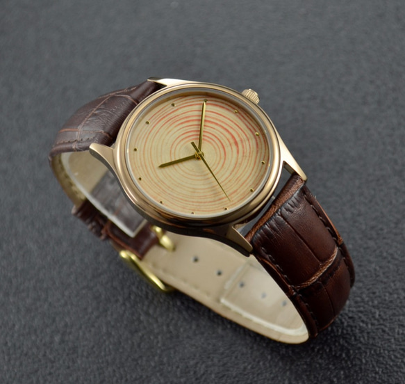 年輪手錶 啡色 中性設計 全球免運 第5張的照片