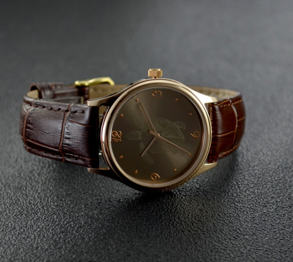 情人節禮物 太陽紋錶面手錶 (海龜)  玫瑰金殼 中性設計 全球免運 第3張的照片
