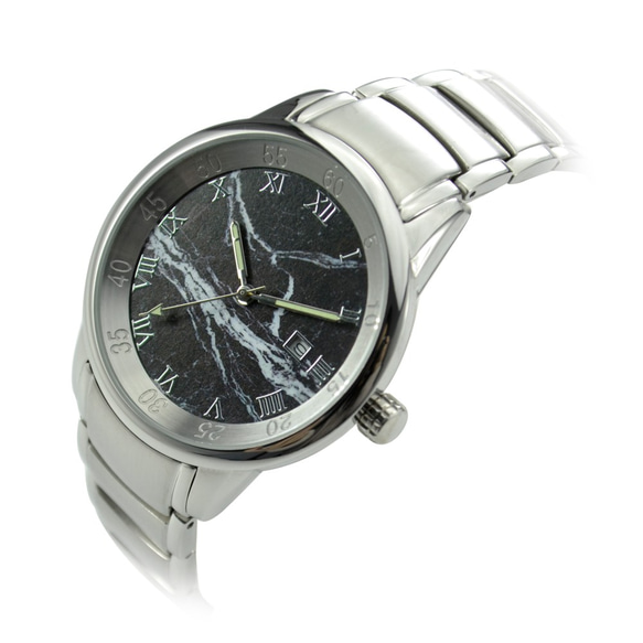 大理石紋手錶 黑面 配鋼帶 - 全球免運 - 全球免運 第2張的照片