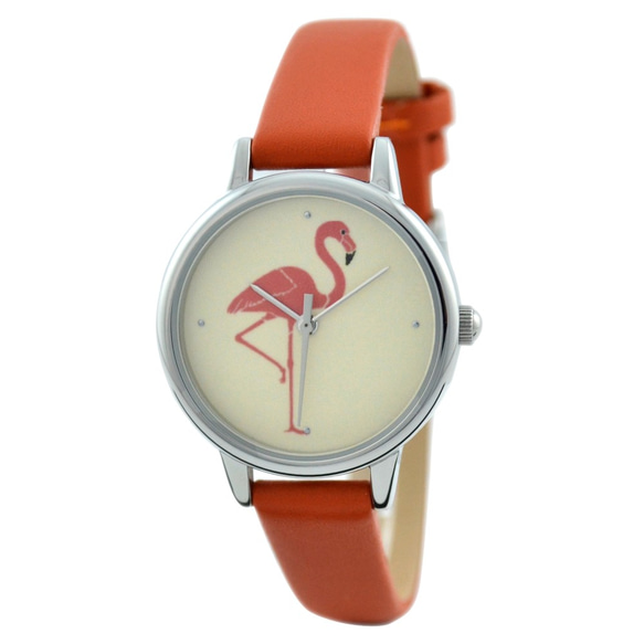 母親節禮物 火烈鳥手錶 橙色帶 女性手錶 全球免運費 第1張的照片